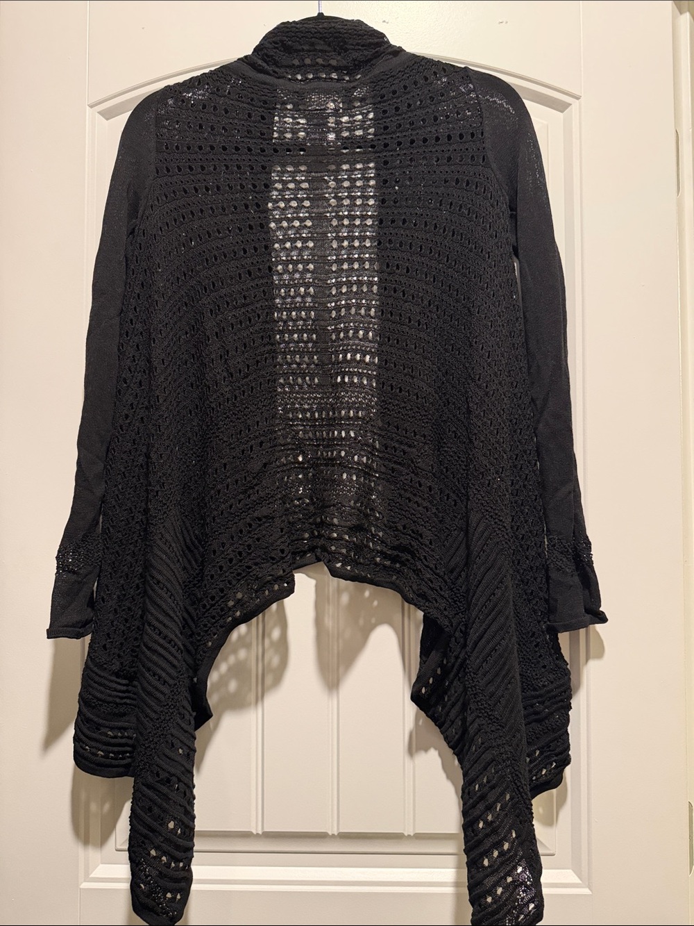 BCBGMaxAzria Black Open-Weave Draped Cardigan - Picture 4 of 4